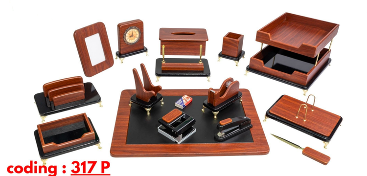 ست رومیزی مدیریتی چوب چرم 16تیکه کد317p