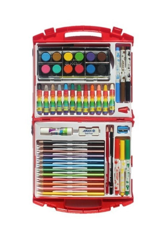 کیف نقاشی 48 تکه آریا قرمز مدل Briefcase
