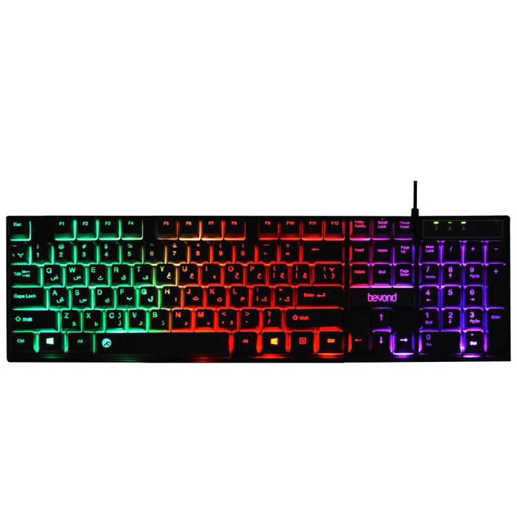 کیبورد بیاند مدل BK-7120 RGB، سوئیچ ممبران، Full-Size، نورپردازی LED RGB